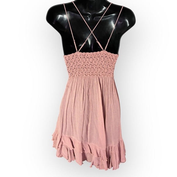 Free People Rose Crochet Adella Slip Sundress Lace Trim Ruffle Hem Sleeveless S - Picture 4 of 6